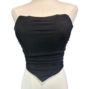 Black Corset Top Barbed Zip Back Gothic Whimsical Punk Festival SZ XS Witchy